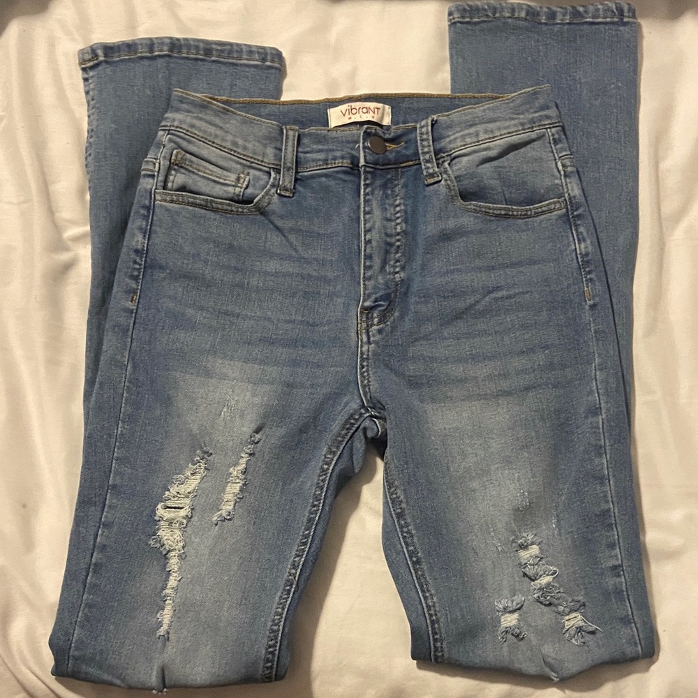 Vibrant miu Women's Ripped Skinny Jeans